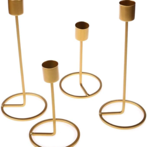 Taper Candle Holder, Gold Metal Candle Stand for Home & Décor 4 Pcs